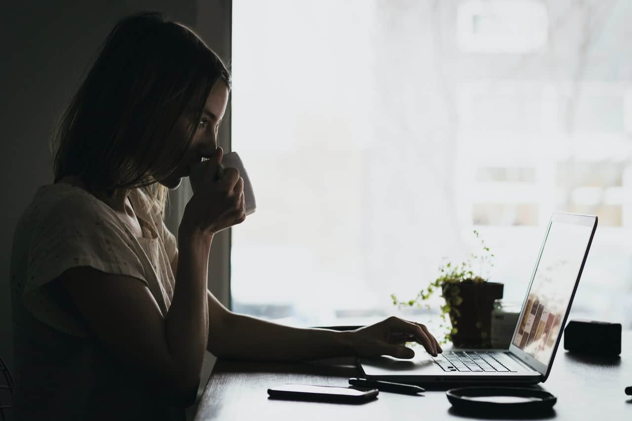 woman using laptop technology